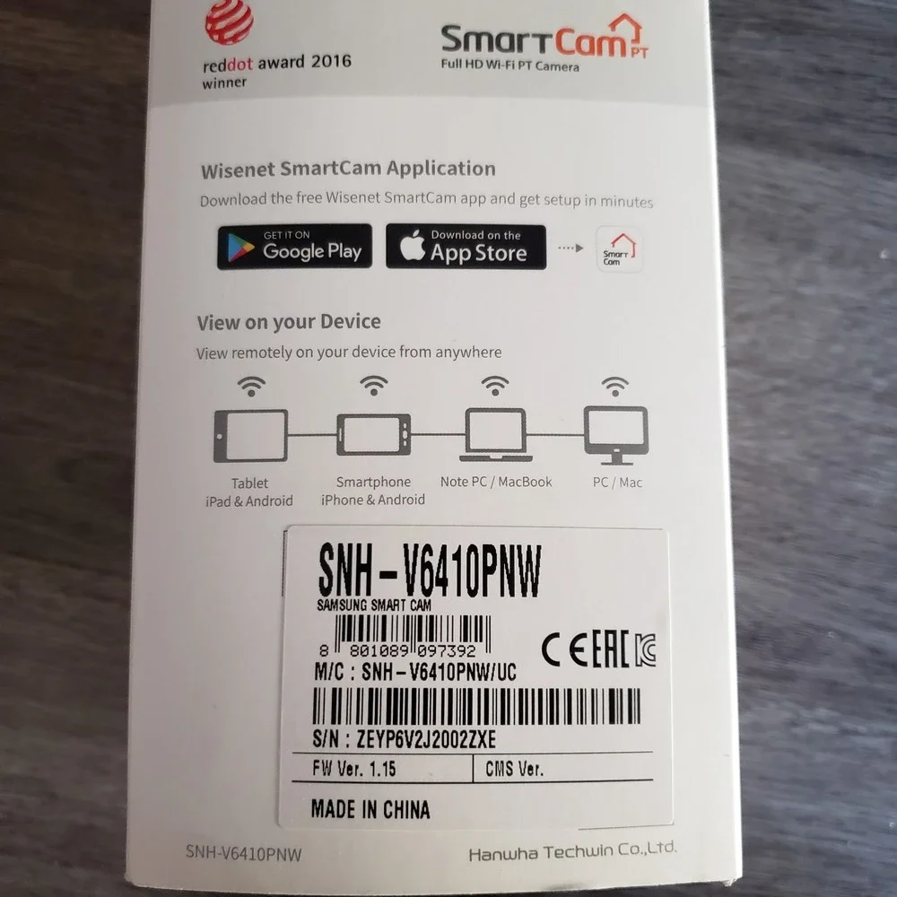 Samsung Wisenet SmartCam SNH-V6410PNW 1080p HD Wi-Fi Pan/Tilt Camera‎ NEW SEALED